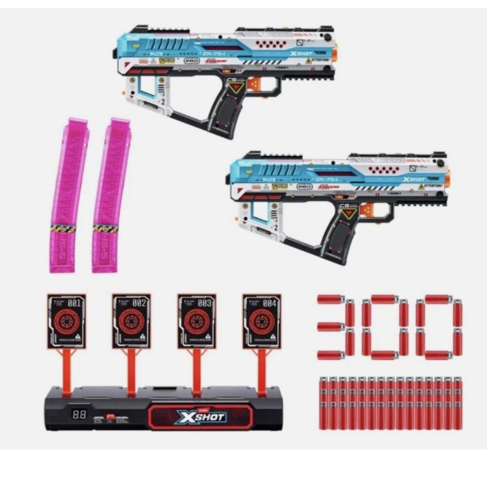 Zuru X-Shot Pro Fury-X Battle Blaster 2-Pack with Target & 300 Darts - Picture 2 of 7
